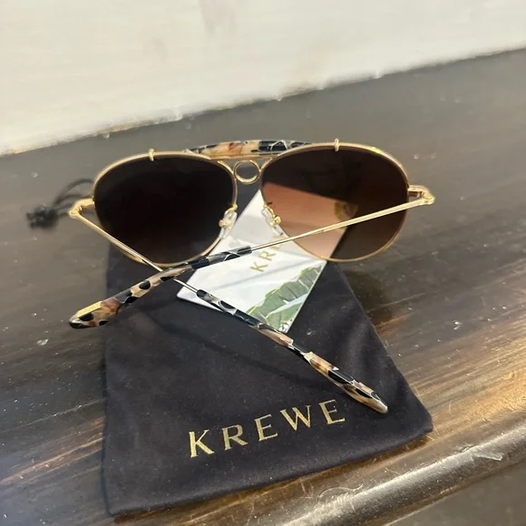 Brand New! KREWE MERRYMEN Gold and Black Aviator Sunglasses! - Picture 6 of 9